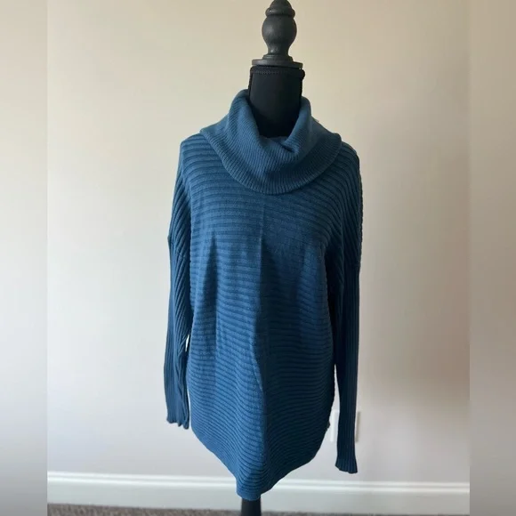Chico's Blue Cowl Neck Sweater Size 3 - Picture 1 of 3